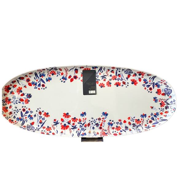 RACHEL ROY Patriotic Floral Melamine Serving Platter 19" Red|White|Blue NEW - Picture 5 of 8